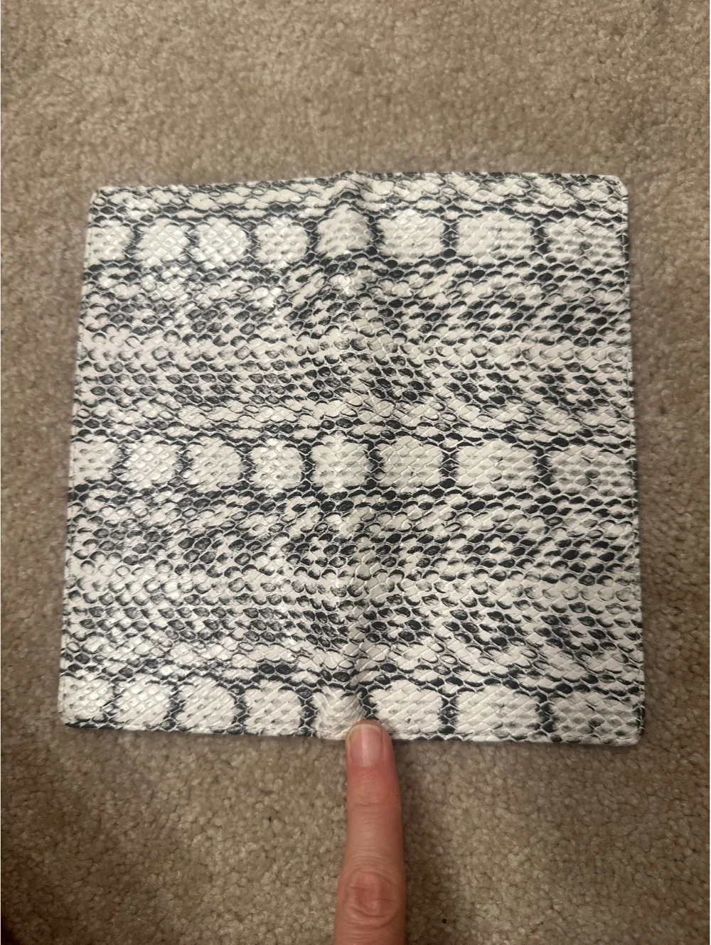 (2)Black Leather Wallet with Snake Print Exterior